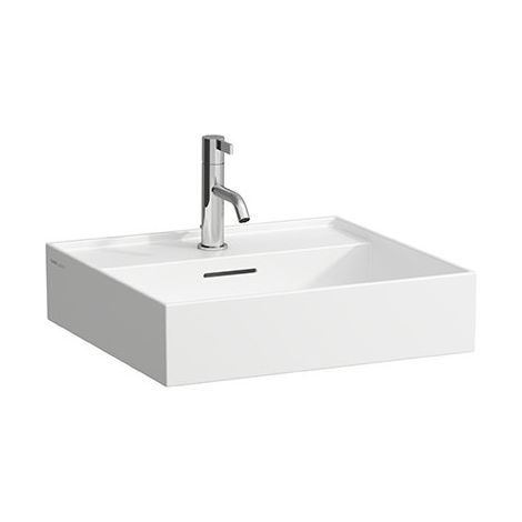 Laufen Kartell Waschtisch unterbaufähig, ohne Hahnloch, mit Überlauf, Wandmontage, 500x460, Farbe: Schwarz glänzend - H8103327161091