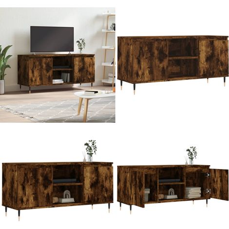 Meuble TV chêne fumé 104x35x50 cm bois d'ingénierie - Meubles Tv - Meuble Tv - Meuble Rangement - Meuble Salon - Bureau Tv - Home & Living (1/5)