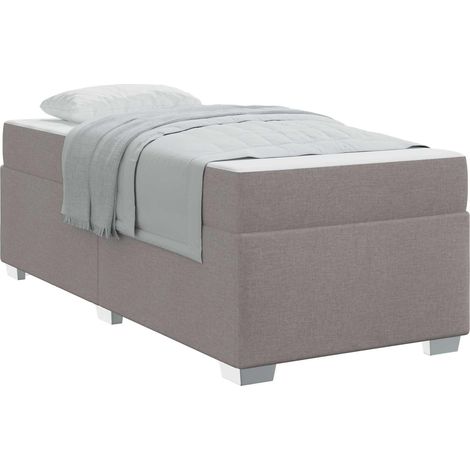 Lit simple  Lit adulte  Cadre de lit avec matelas Taupe 80 x 200 cm tissu