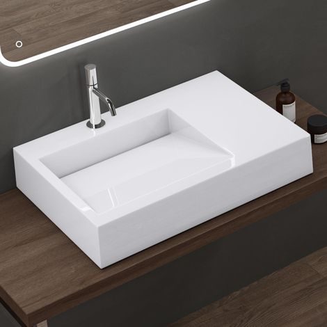 doporro Lavabo in ghisa minerale, sospeso, bianco, Colossum11, lavandino in ghisa minerale, Dimensioni: 75 x 50 x 13 cm (1/5)
