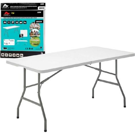 Mesa Plegable Rectangular Plástico Blanco Lauxa Home 180x74cm