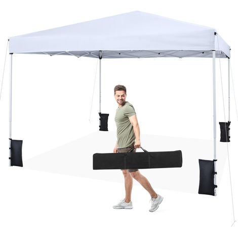 COSTWAY Gazebo Da Esterno Giardino Gazebo Da Esterno Padiglione Tendone Tenda Porta In Rete Traspirante Resistente Pieghevole Impermeabile Pop-Up Regolabile I (1/5)
