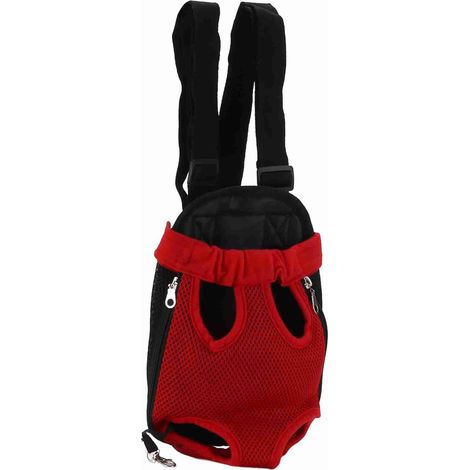 Sac à dos de transport pour animaux de compagnie respirant et portable, idéal pour la randonnée, les voyages, le vélo et la moto. Rouge M. (1/5)