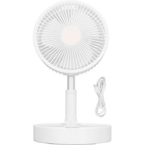 Ventilateur de Sol Rétractable USB 4 Vitesses - Rechargeable 7200mAh - Silencieux 45dB - Réglable en Hauteur - Pour Bureau et Table (1/5)