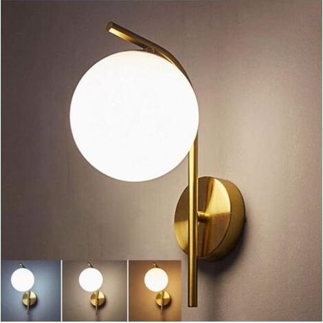 Lampe Murale De Créativité Moderne Avec Abat-Jour En Verre Boule, E27 Fini Doré Appliques Murales Luminaire Personnalité Montage Mural Lumière Pour Chambre Salon Couloir Art Mural (1/4)