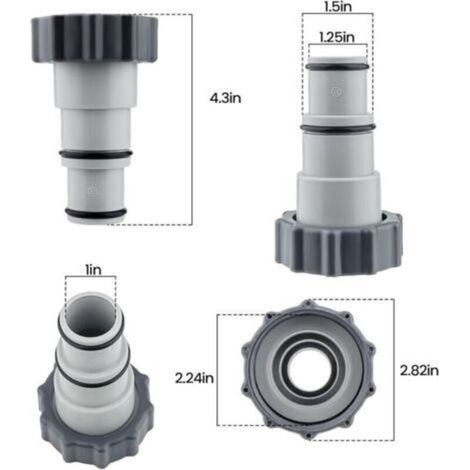 Adaptateur pour tuyau de piscine, lot de 2 adaptateurs de type A pour tuyaux de 32 à 38 mm, compatible avec les pompes de piscine. Accessoires de piscine avec filetage et joint d'étanchéité. (1/3)