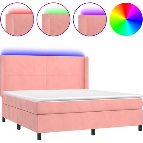 Maison Exclusive - Boxspringbett mit Matratze & LED Rosa 180x200