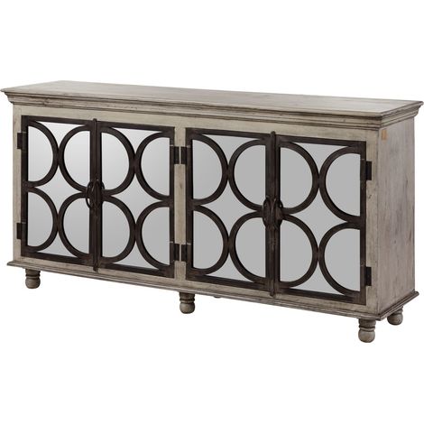 credenza in legno di Mango 183x46x92 grigio scuro laccato HERMITAGE 116 (1/3)