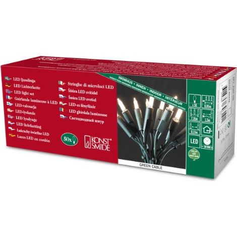 Konstsmide 6303-100 / Catena di miniluci LED / 50 diodi bianco caldi / 230V interno/cavo verde (1/4)