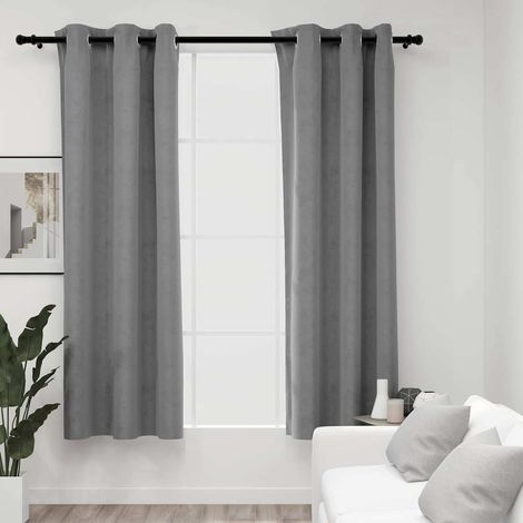 Rideaux occultants et anneaux 2 pcs gris 94x160 cm velours (1/5)