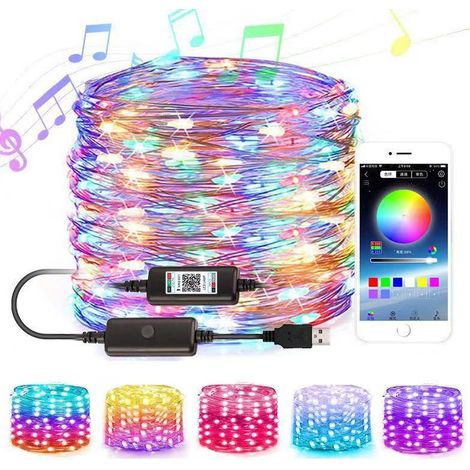 Guirlande Lumineuse  10M 100 LED, Perles LED RVB haute luminosité,Décoration Romantique pour Sapin de Noël Mariage Fête,Guirlande Intérieure