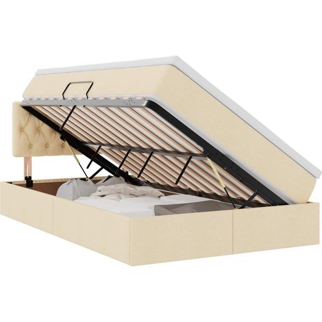 Maison Exclusive - LED-Speicherbett mit Matratze Creme 120 x 200