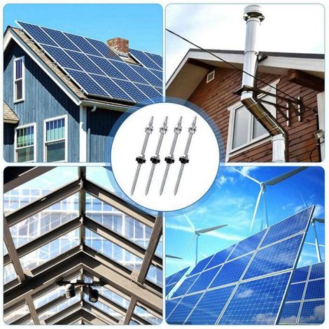 Boulons de Suspension, M10 X 250 mm, Pré-Assemblés, V2A, Réglables en Hauteur, pour Toits de Solaire Photovoltaïque, Lot de 8 (1/5)