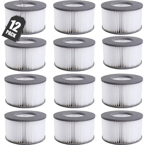 Pack of 12 filter cartridges for MSpa, compatible with Whirlpool MSpa models from 2020 onwards for inflatable pools, hot tubs and spas (1/5)