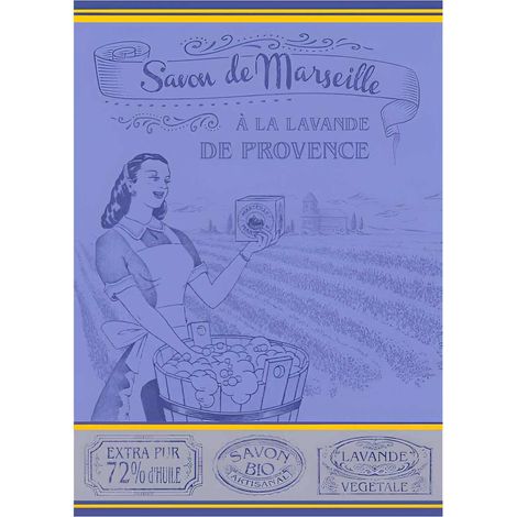 Torchon de cuisine en coton jacquard bleu - Provence