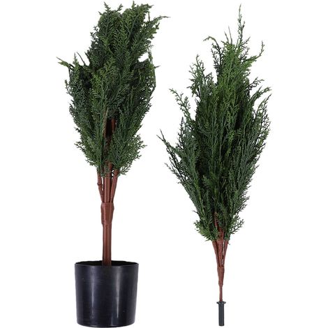 Arbre de noël artificiel avec lumière LED étanche, Faux décor en pot pour sol en PE, pour maison, bureau, jardin, vacances, 60cm/23,6 pouces (1/5)