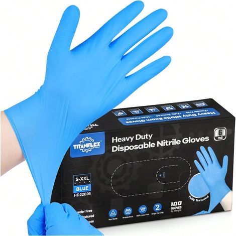 100 gants jetables en nitrile multifonctionnels, résistants à l'eau et à l'huile, durables — Idéaux pour nettoyage, cuisine, repas domestiques, vie quotidienne, nouveautés. (1/4)