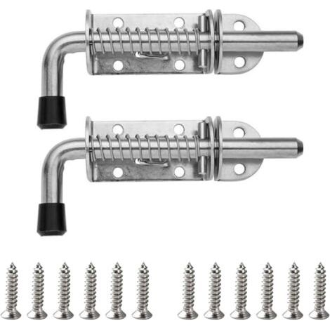 Lot de 2 loquets à ressort en acier inoxydable pour porte coulissante - Facile à installer - Loquets à ressort - Verrou portable pour porte et fenêtre (1/5)