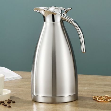 Hervidor de agua de doble pared de acero inoxidable 304 con aislamiento térmico, diseño europeo, 2 L, embalaje de regalo con logotipo, color original. Jarra de agua de pared simple con aislamiento tér (1/5)