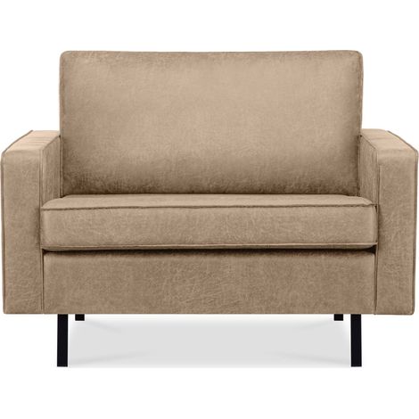 KONSIMO INVIA Großer Loft-Sessel aus Leder und Mikrofaser, beige (1/5)
