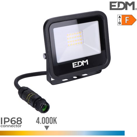 led-scheinwerfer 20w 1520lm 4000k tageslicht schwarz serie 12,4x10,6x2,8cm edm