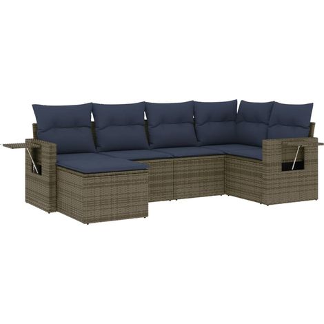 Maison Exclusive - Set Divani da Giardino 6 pz con Cuscini Grigio in Polyrattan