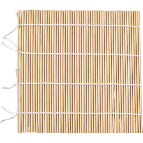 Lot de 3 tapis à sushi en bambou 20 x 20 cm non peints et non traités pour préparation et roulage des sushis outil de cuisine couleur bois naturel (1/5)