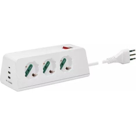 Regleta de escritorio vimar 3 tomas universales + 3 usb +s11+cbe blanco - 00608.cc.b