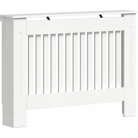 Cache-radiateur moderne avec étagère décorative 112 x 19 x 81 cm sécurité enfant en bois blanc (1/5)