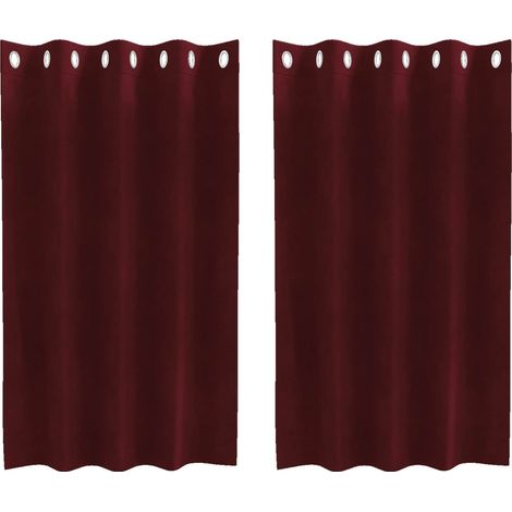Rideaux occultants 2 pcs Bordeaux 140 x 140 cm Velours (1/5)