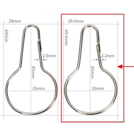 Lot de 40 anneaux de rideau de douche crochets de suspension pour le tri et l'organisation (1/2)