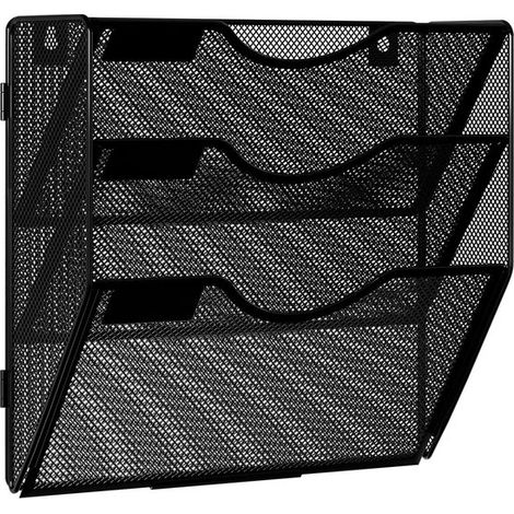 Estantería de pared para archivos - Organizador de papel de tres niveles para pared - Revistero - Estante de almacenamiento (1/5)