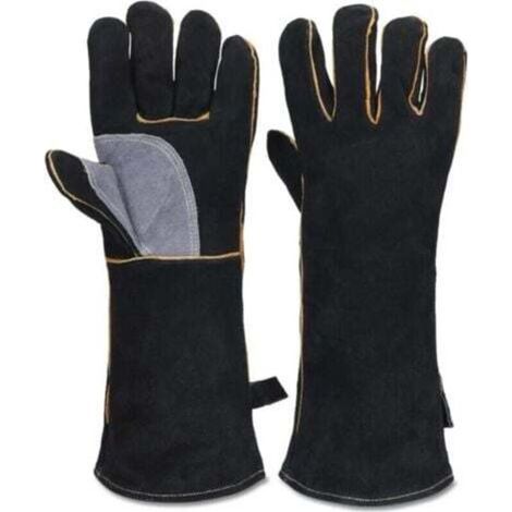 [JAMAIS UTILISÉ] Gants extrêmement résistants au feu et à la chaleur avec cuir cousu, idéaux pour les cheminées, poêles, fours, grills, soudures, grillades, migs, maniques, traitements des animaux. (1/4)