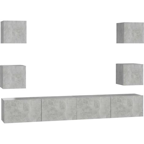 Maison Exclusive - 6-tlg. TV-Schrank-Set Betongrau Holzwerkstoff (1/5)