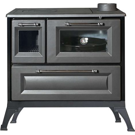 Cucina e stufa a legna 7.7 Kw in ghisa 87.5x55.2xH81,2 cm antracite