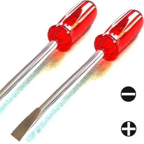 Trade Shop - Juego 2 Tornillos 1 Fijo 1 Estrella 6x175mm Tornillo Con Mango Ergonómico De Goma - (1/2)