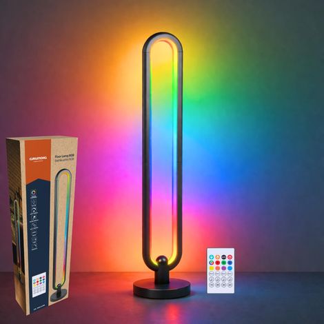 Lampadaire RGB 104,5 cm - Lampe LED sur Pied avec Télécommande et Mode Musique - Lampe ambiance avec Minuterie jusqu'à 4 Heures - LED Gaming avec RGB et Lumière Blanche (1/5)