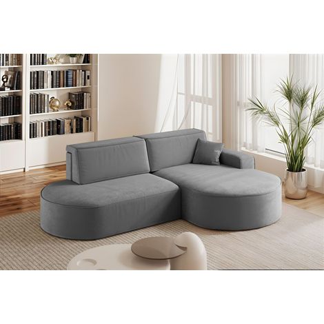 Ecksofa Schlafsofa Sofa VENEDIG Stoff Salvador Grafit Ottomane Rechts (1/5)