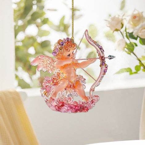 Angel - Acrylique - Décoration Suspendue Pour Arbre De Valentin - 8,1 cm - Figurine Cupidon - Lot De 1 (1/5)