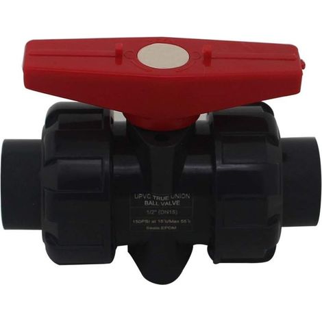 AGE Vanne double union à coller diam 20 25 32 40 50 63 75 90 110mm vanne boisseau pvc robinet boisseau sphérique robinet a bille sphere pour piscine (Diamètre Interne 40mm) (1/4)
