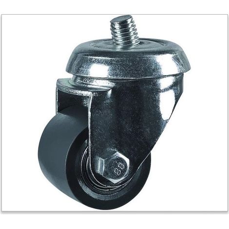 Roulette Tige filetée M10 diamètre 35 polyuréthane FORTHANE® GRIS - 100Kg