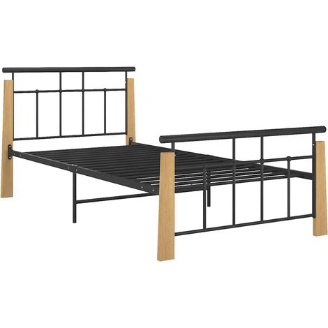 Giroletto in Metallo e Legno Massello di Rovere 90x200 cm vidaXL (1/4)