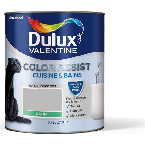 Peinture Color Resist Cuisine & Bains Satin Béton Gris 0,75 L - Dulux Valentine