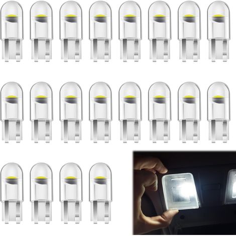 20 Pièces Ampoules LED W5W T10 pour Voiture, Ampoule W5W LED 12V 6500K 120LM COB, Veilleuse Voiture, Éclairage Intérieur de Voiture, pour Lampe Remplacement de Position, Plaque, Dôme Côté (1/5)