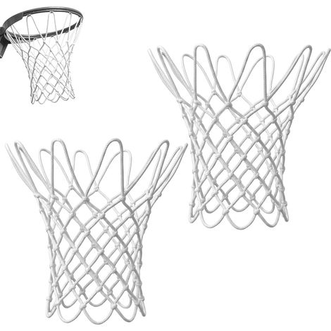 2 Pièces Basket Filet de Rechange,50 cm Longueur,pour Intérieur, Extérieur Filet de Basketball pour Taille Standard, Filet de Basketball à 12 Boucles, Nylon Renforcé, Résistant aux Intempéries, Blanc (1/5)