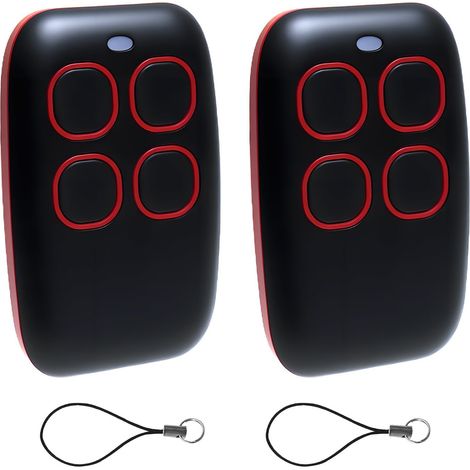 Télécommande universelle 433 MHz pour porte de garage – 4 en 1, code tournant et fixe, compatible avec 90+ marques, ouvre-porte rouge (lot de 2)