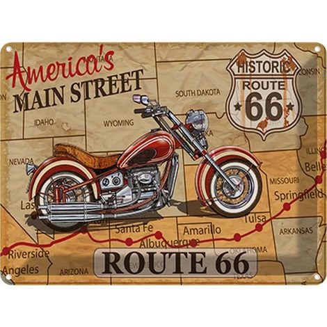 Plaque en métal 30x40 cm Route 66, la principale rue des États-Unis (1/5)