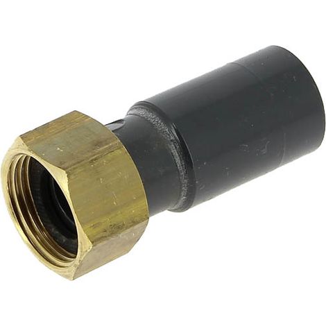 Nicoll – Raccord d'évacuation PVC femelle écrou prisonnier Ø20 – Taraudage 20/27 – Pression nominale 25 bars – Étanchéité avec ruban téflon