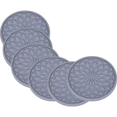 Posavasos de silicona [Juego de 6] - Posavasos para bebidas - Aptos para bebidas frías o calientes - Gruesos, antideslizantes, antiadherentes, bandeja profunda