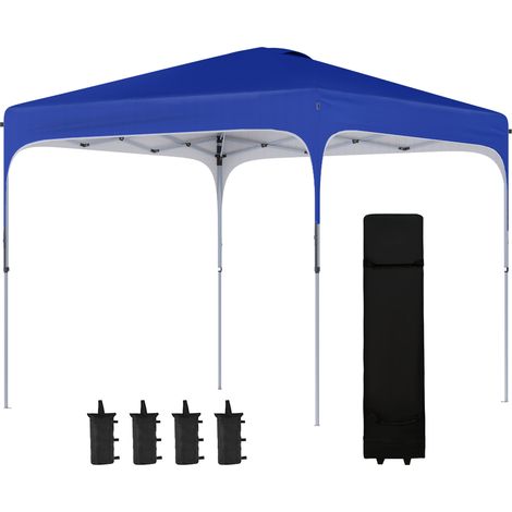Cenador de jardín 2,5x2,5x2,7 m anti-UV imperméable avec hauteur ajustable 4 sacs de sable et sac de transport bleu